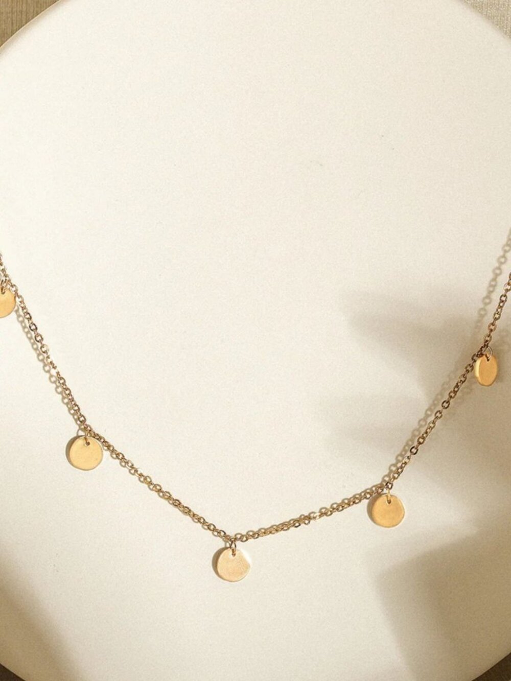 6mm Gold Mirror Disc Link Chain Dangle Station Necklace Dainty Sequin